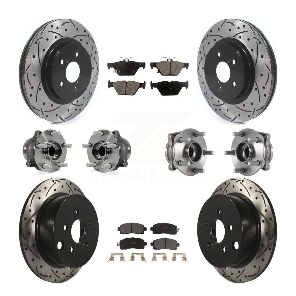 Kit de rotors et plaquettes de frein revêtus de roulement de moyeu avant et arrière (10 pièces) pour Subaru Crosstre