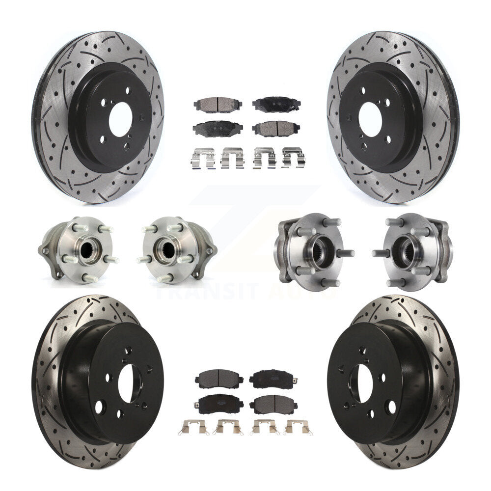 Kit de rotors et plaquettes de frein revêtus de roulement de moyeu avant et arrière (10 pièces) pour Subaru Crosstre