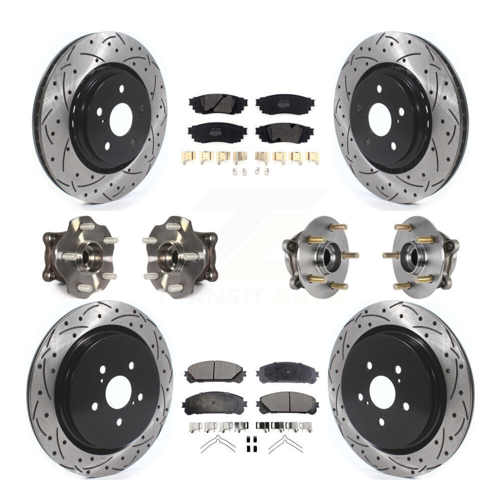 Kit de plaquettes de rotor de frein enduites de roulement de moyeu avant et arrière (10 pièces) pour Lexus RX350 RX450