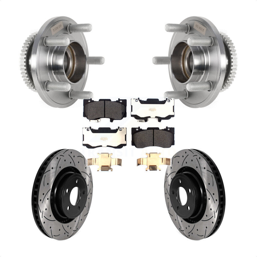 Kit de plaquettes de Rotor de frein, ensemble de roulements de moyeu avant, fente de perçage, pour Ford Mustang