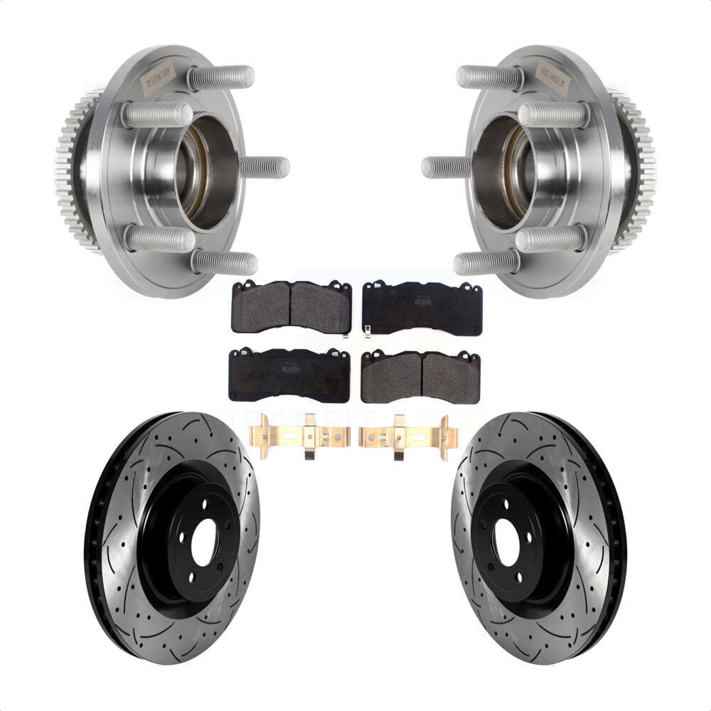 Kit de plaquettes de Rotor de frein, ensemble de roulements de moyeu avant, fente de perçage, pour Ford Mustang