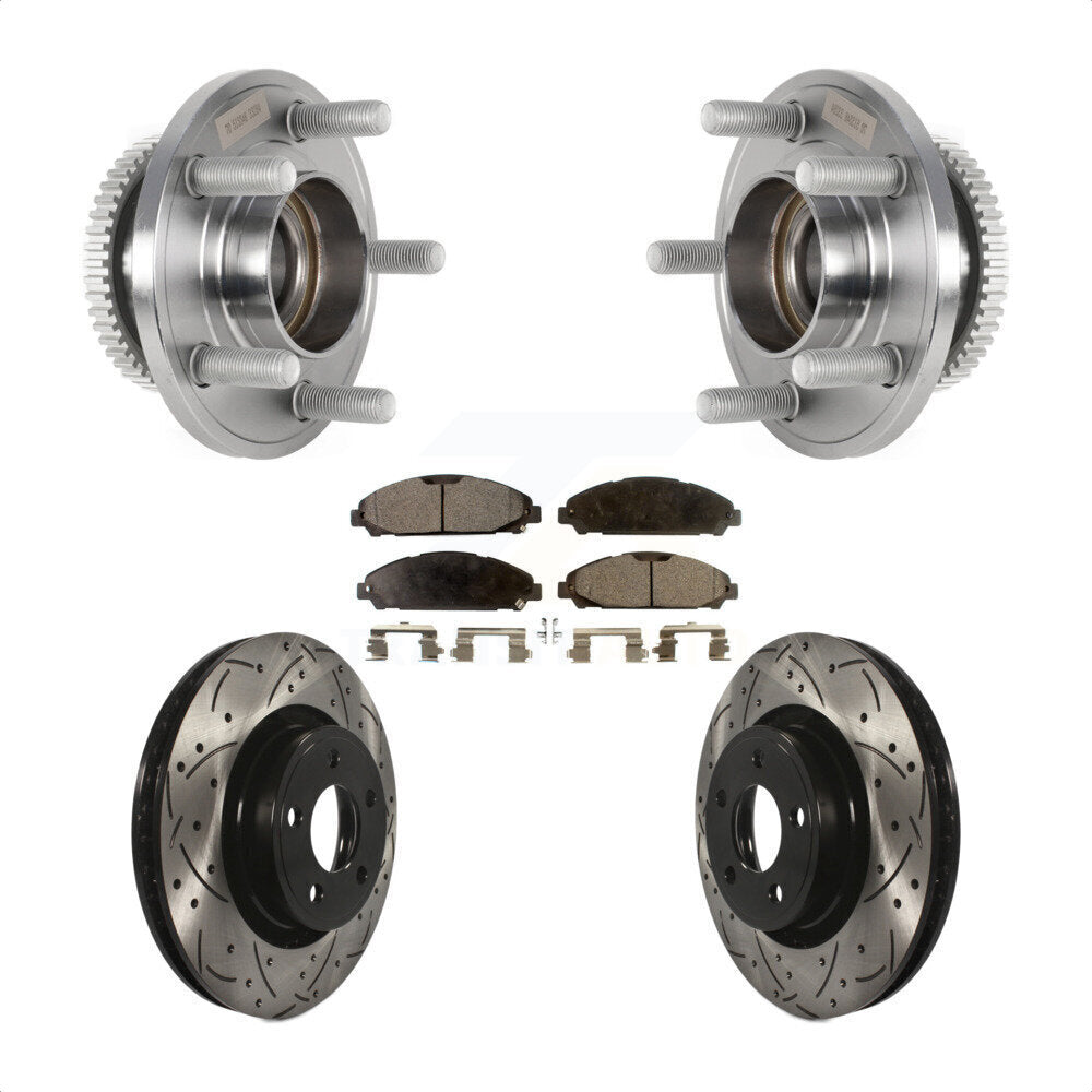 Kit de plaquettes de Rotor de frein, ensemble de roulements de moyeu avant, fente de perçage, pour Ford Mustang