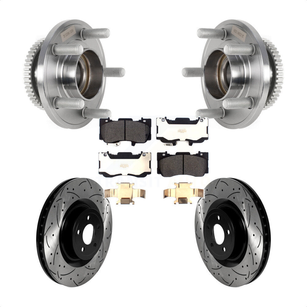 Kit de plaquettes de Rotor de frein, ensemble de roulements de moyeu avant, fente de perçage, pour Ford Mustang