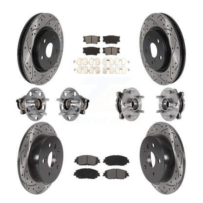Kit de rotor et de plaquettes de frein à disque revêtus de roulement de moyeu avant et arrière (10 pièces) pour Toyota Camr