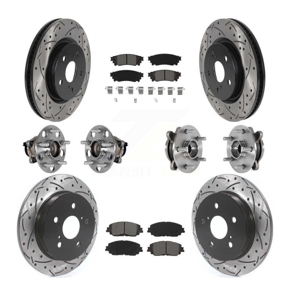 Kit de rotor et de plaquettes de frein à disque revêtus de roulement de moyeu avant et arrière (10 pièces) pour Toyota Camr