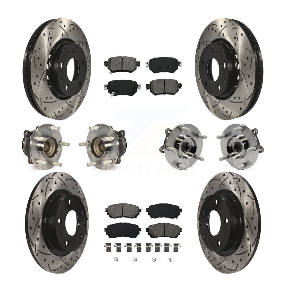 Kit de rotors et plaquettes de frein à disque revêtus de roulements de moyeu avant et arrière (10 pièces) pour Mazda