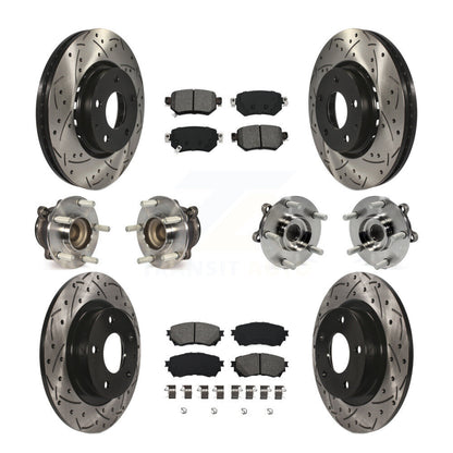 Kit de rotors et plaquettes de frein à disque revêtus de roulements de moyeu avant et arrière (10 pièces) pour Mazda