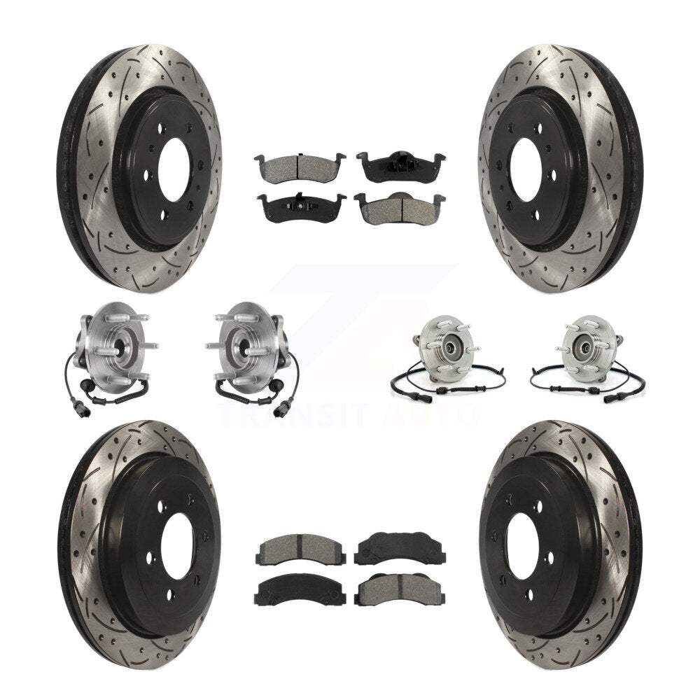 Kit de plaquettes de Rotor de frein revêtues de roulement de moyeu avant et arrière (10 pièces) pour Ford Expedition 4W