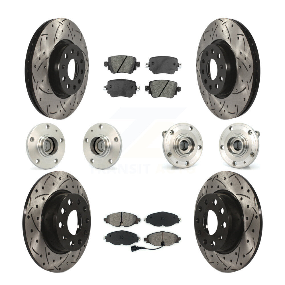 Kit de rotor et de plaquettes de frein revêtus de roulement de moyeu avant et arrière (10 pièces) pour Volkswagen Passa
