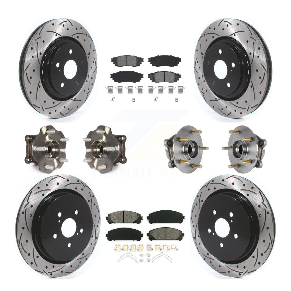 Kit de plaquettes de rotor de frein enduites de roulement de moyeu avant et arrière (10 pièces) pour Lexus RX350 RX450