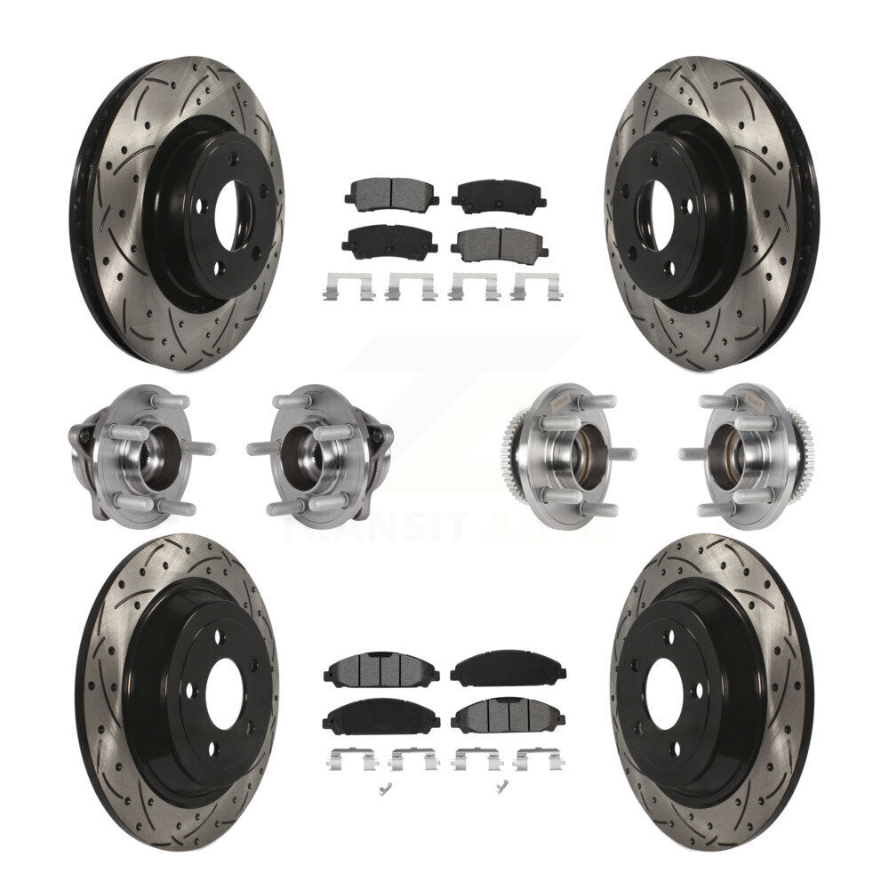 Kit de rotor et de plaquettes de frein à disque revêtus de roulement de moyeu avant et arrière (10 pièces) pour Ford Mustang