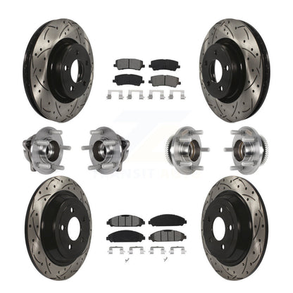 Kit de rotor et de plaquettes de frein à disque revêtus de roulement de moyeu avant et arrière (10 pièces) pour Ford Mustang