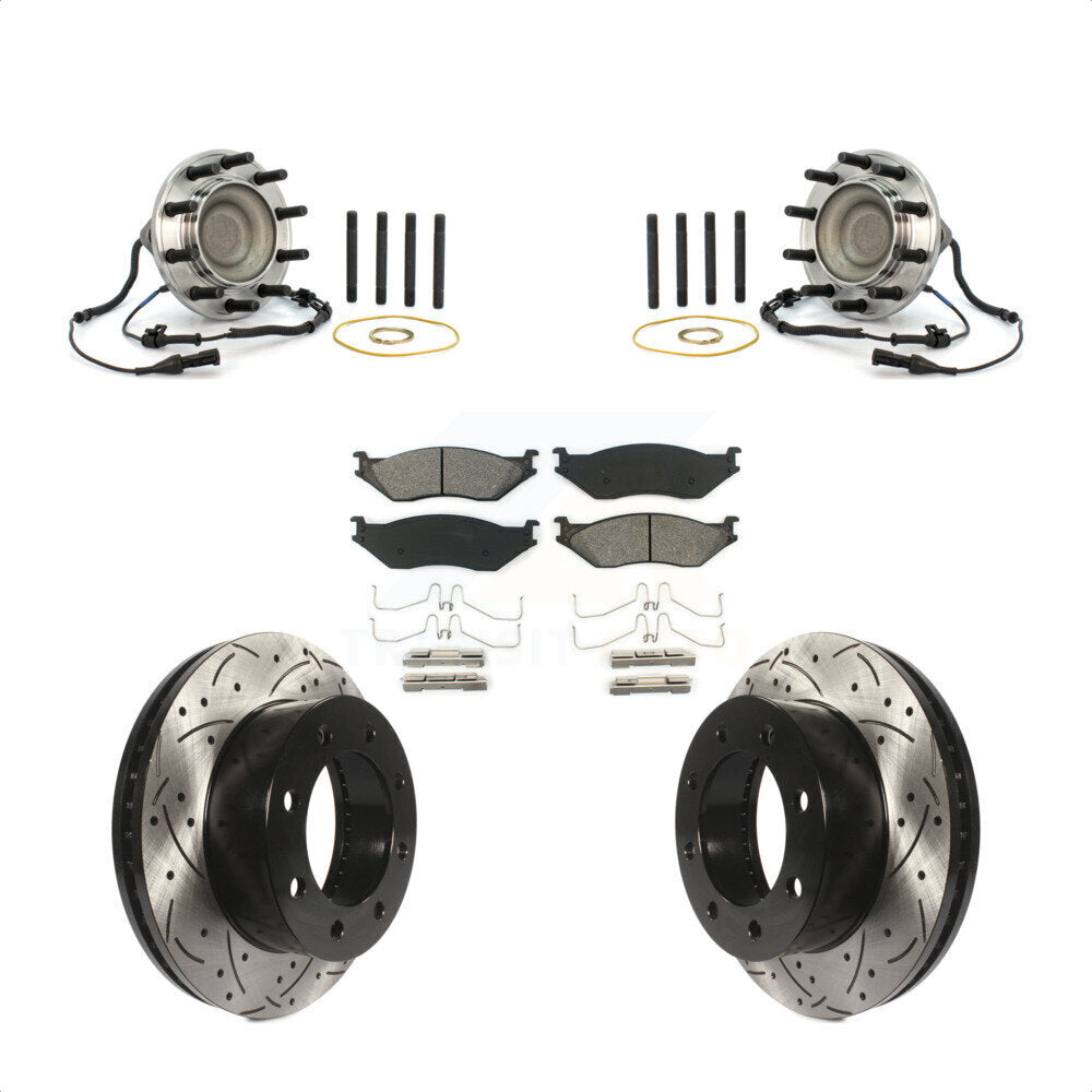 Kit de plaquettes de Rotor de frein, roulement de moyeu avant, fente de perçage, pour Ford F-450 Super Duty 4 X