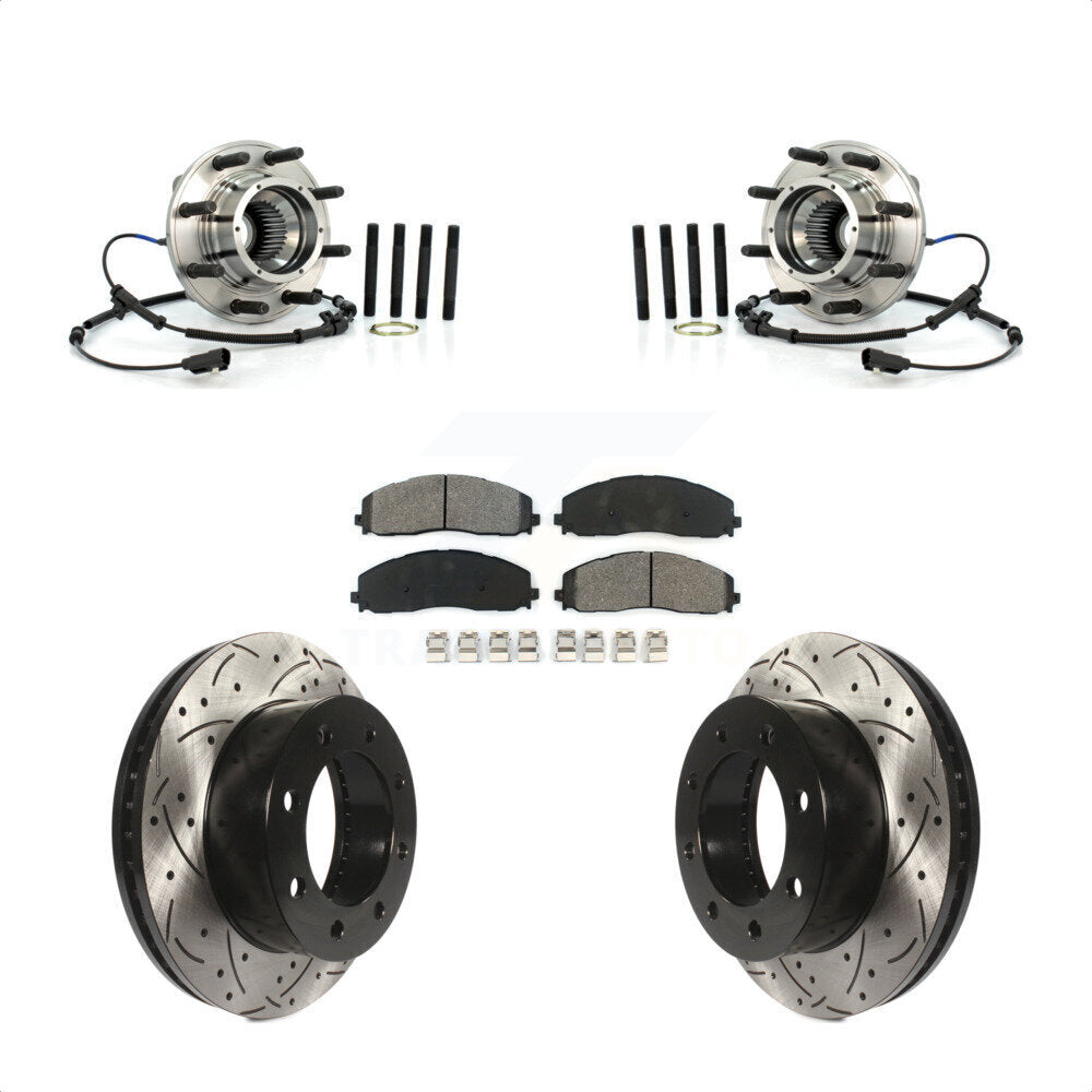 Kit de plaquettes de Rotor de frein, roulement de moyeu avant, fente percée, pour Ford F-250 Super Duty 4W