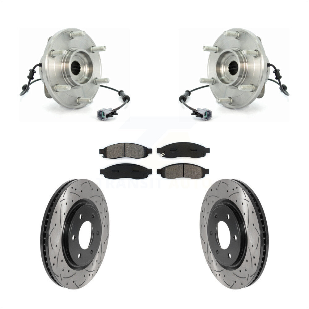Kit de plaquettes de Rotor de frein, roulement de moyeu avant, fente de perçage, pour Nissan TITAN 07 à partir de 04