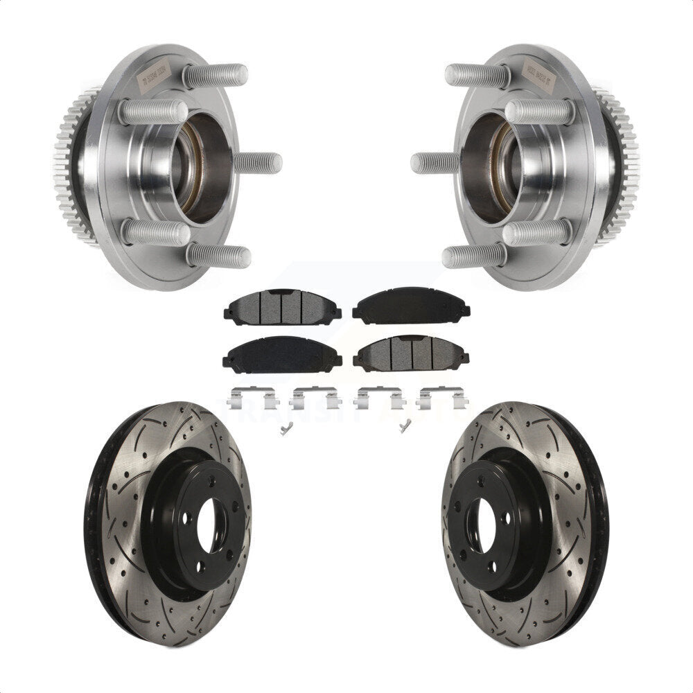 Kit de plaquettes de Rotor de frein, ensemble de roulements de moyeu avant, fente de perçage, pour Ford Mustang