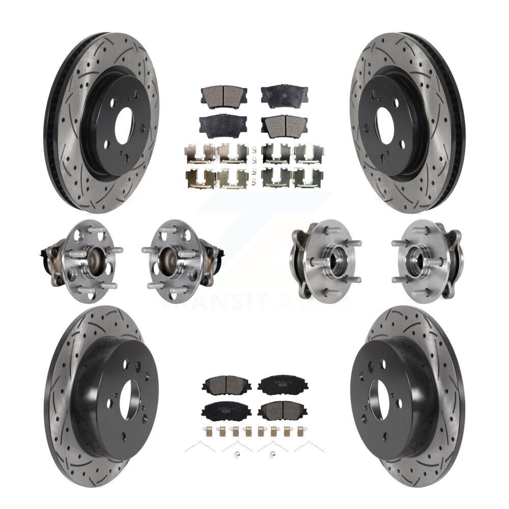 Kit de rotor et de plaquettes de frein à disque revêtus de roulement de moyeu avant et arrière (10 pièces) pour Toyota Camr