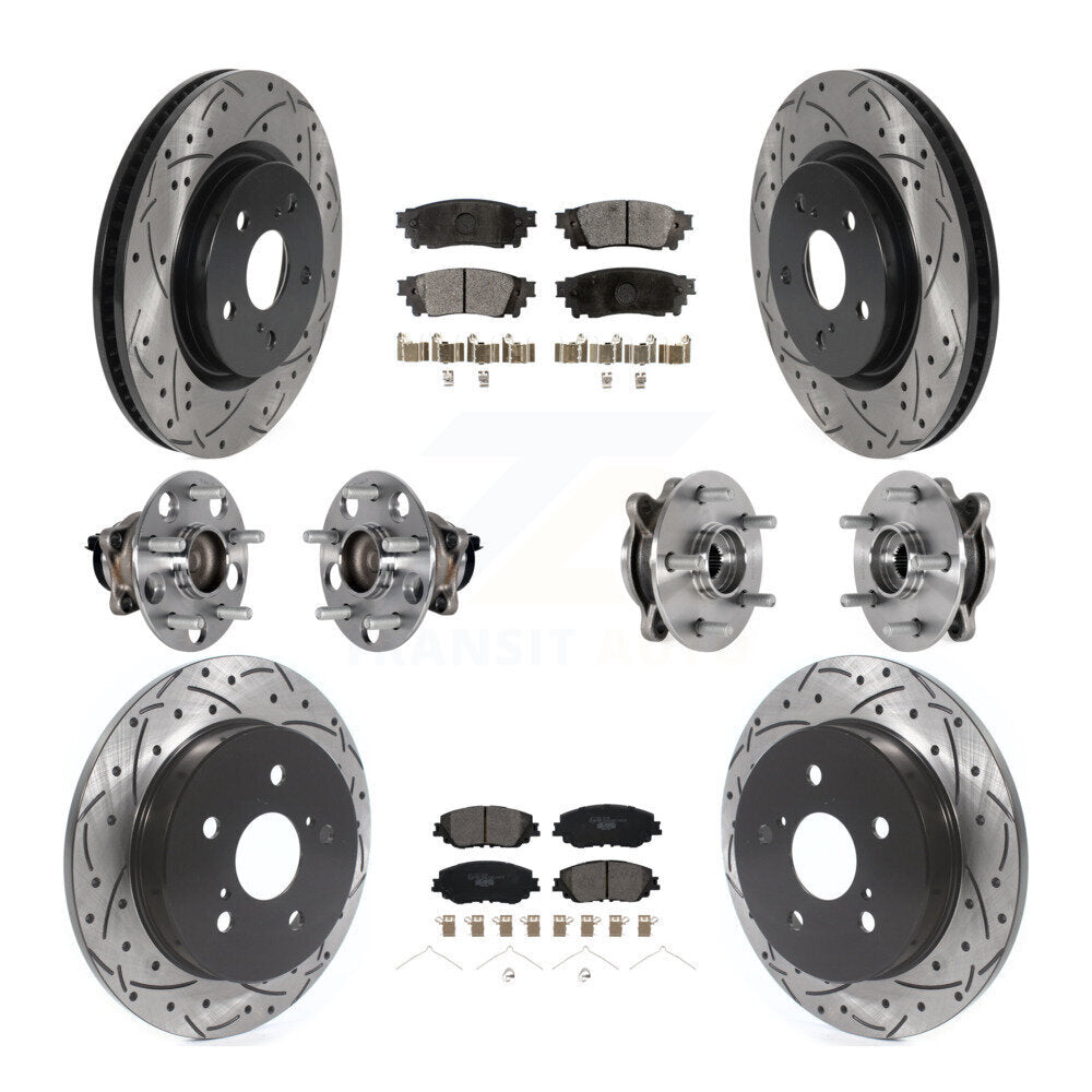 Kit de rotor et de plaquettes de frein à disque revêtus de roulement de moyeu avant et arrière (10 pièces) pour Toyota Camr
