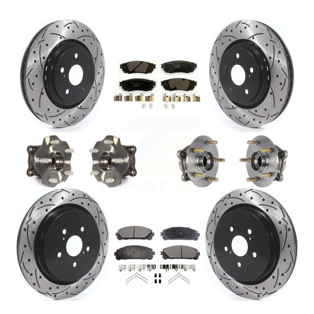 Kit de plaquettes de rotor de frein enduites de roulement de moyeu avant et arrière (10 pièces) pour Lexus RX350 RX450