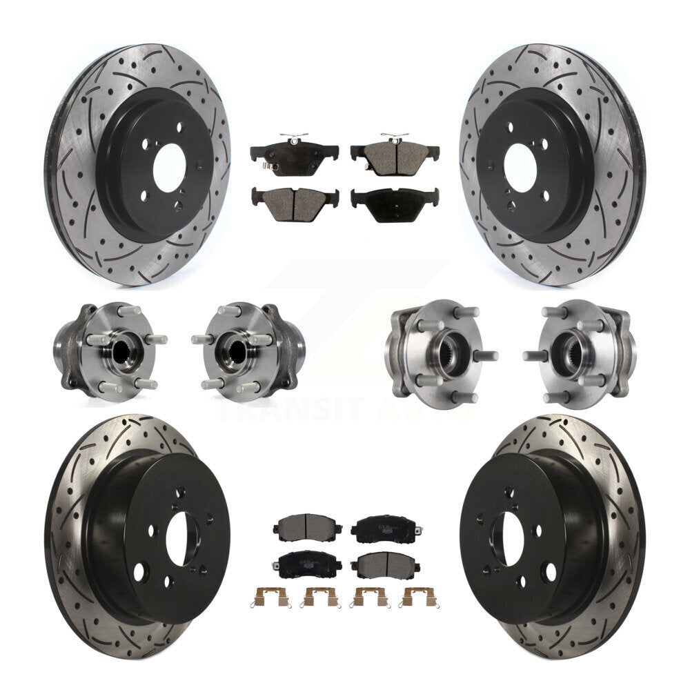 Kit de rotors et plaquettes de frein revêtus de roulement de moyeu avant et arrière (10 pièces) pour Subaru Crosstre