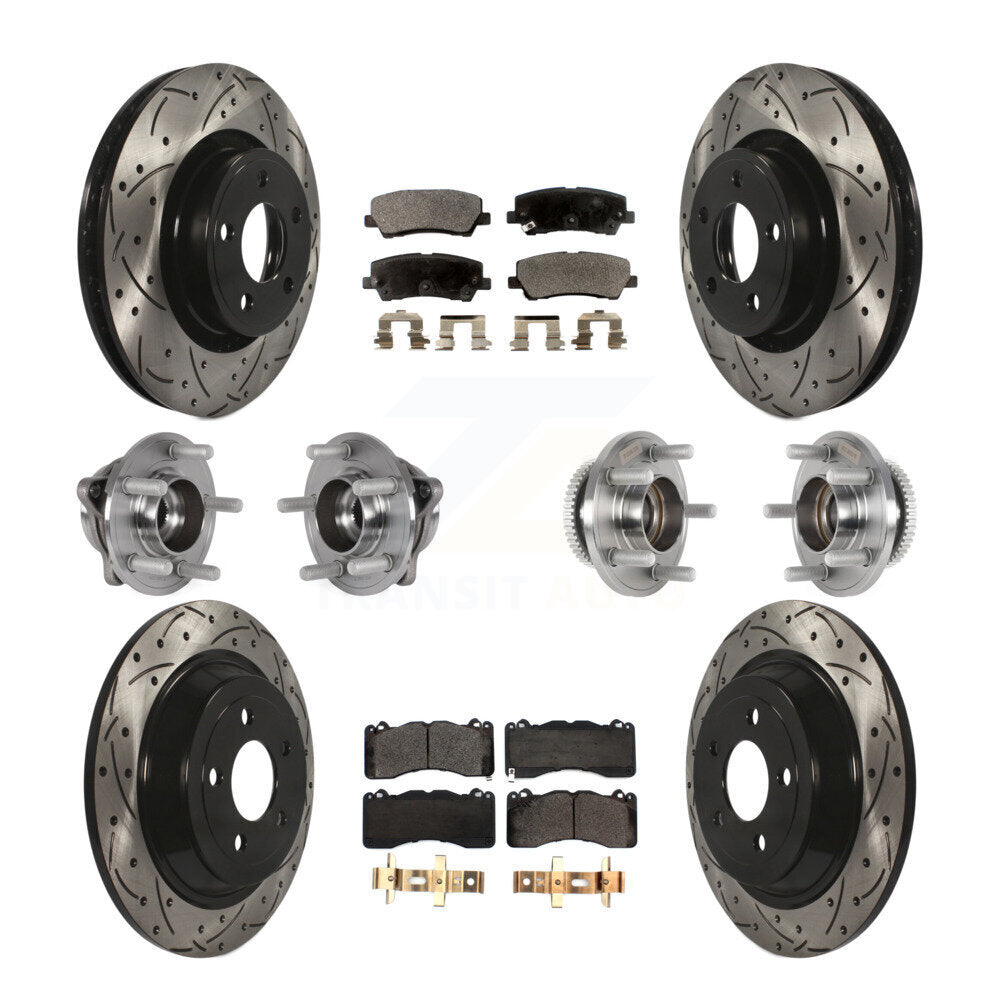 Kit de rotor et de plaquettes de frein à disque revêtus de roulement de moyeu avant et arrière (10 pièces) pour Ford Mustang