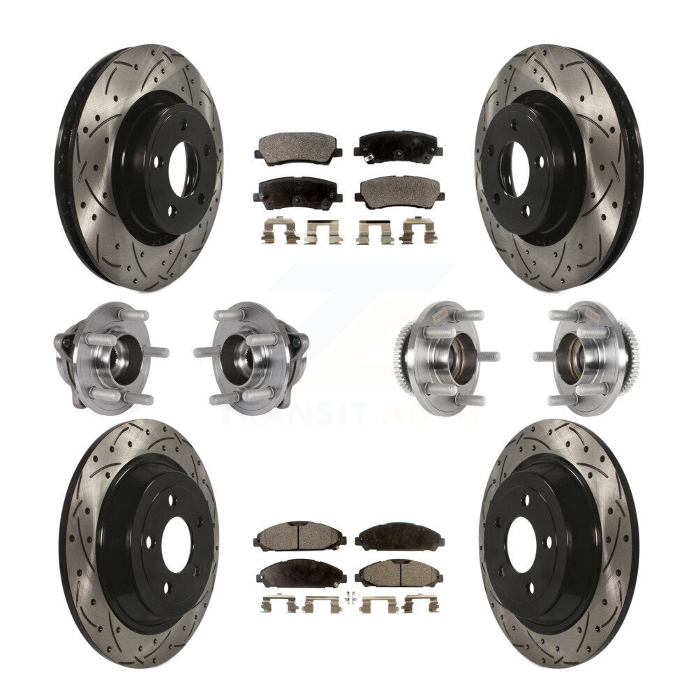 Kit de rotor et de plaquettes de frein à disque revêtus de roulement de moyeu avant et arrière (10 pièces) pour Ford Mustang