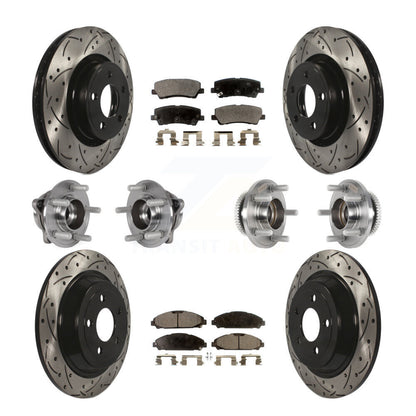 Kit de rotor et de plaquettes de frein à disque revêtus de roulement de moyeu avant et arrière (10 pièces) pour Ford Mustang