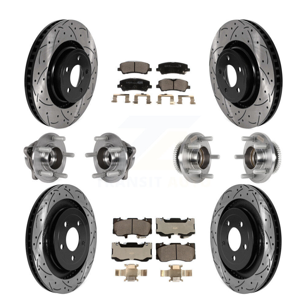 Kit de rotor et de plaquettes de frein à disque revêtus de roulement de moyeu avant et arrière (10 pièces) pour Ford Mustang