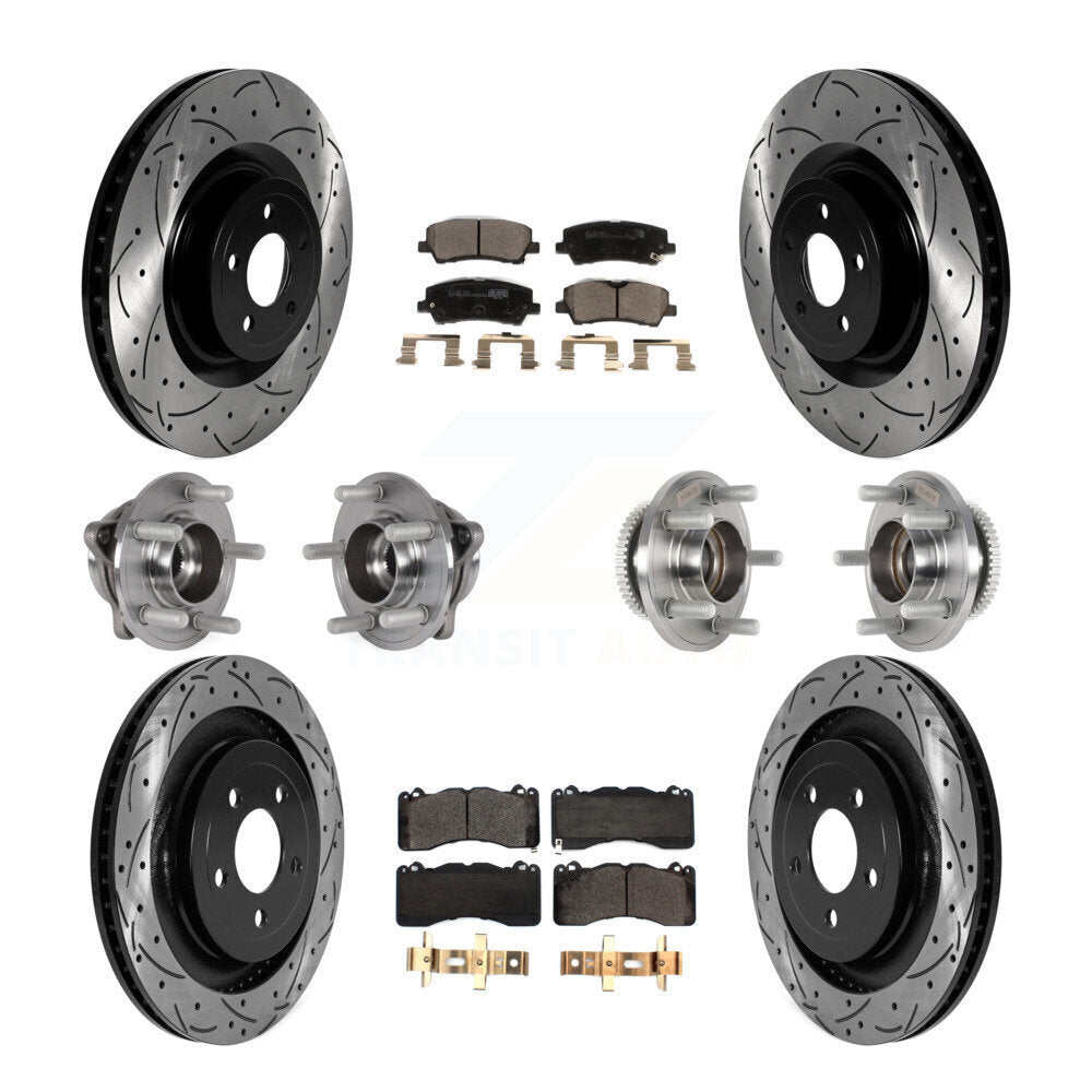 Kit de rotor et de plaquettes de frein à disque revêtus de roulement de moyeu avant et arrière (10 pièces) pour Ford Mustang