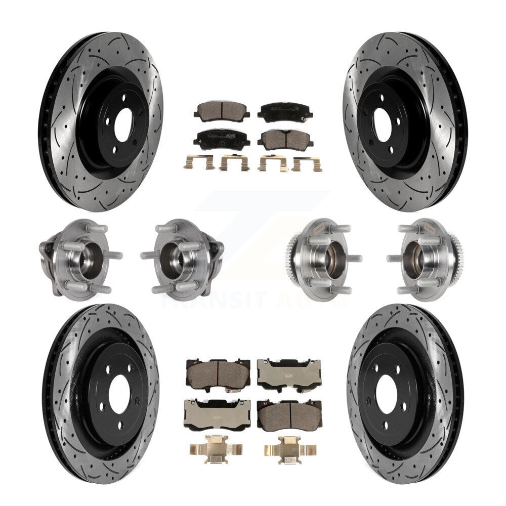 Kit de rotor et de plaquettes de frein à disque revêtus de roulement de moyeu avant et arrière (10 pièces) pour Ford Mustang