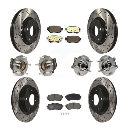Kit de rotors et plaquettes de frein à disque revêtus de roulements de moyeu avant et arrière (10 pièces) pour Mazda