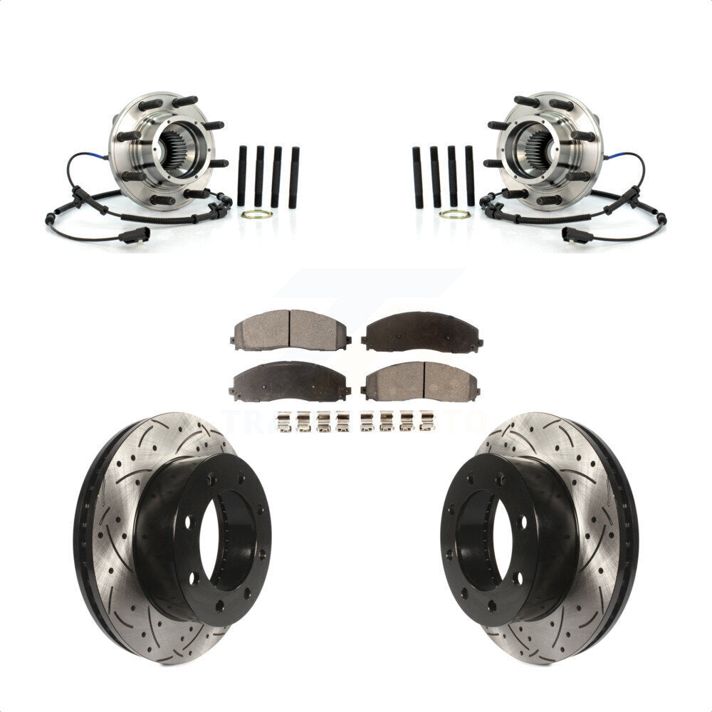 Kit de plaquettes de Rotor de frein, roulement de moyeu avant, fente percée, pour Ford F-250 Super Duty 4W