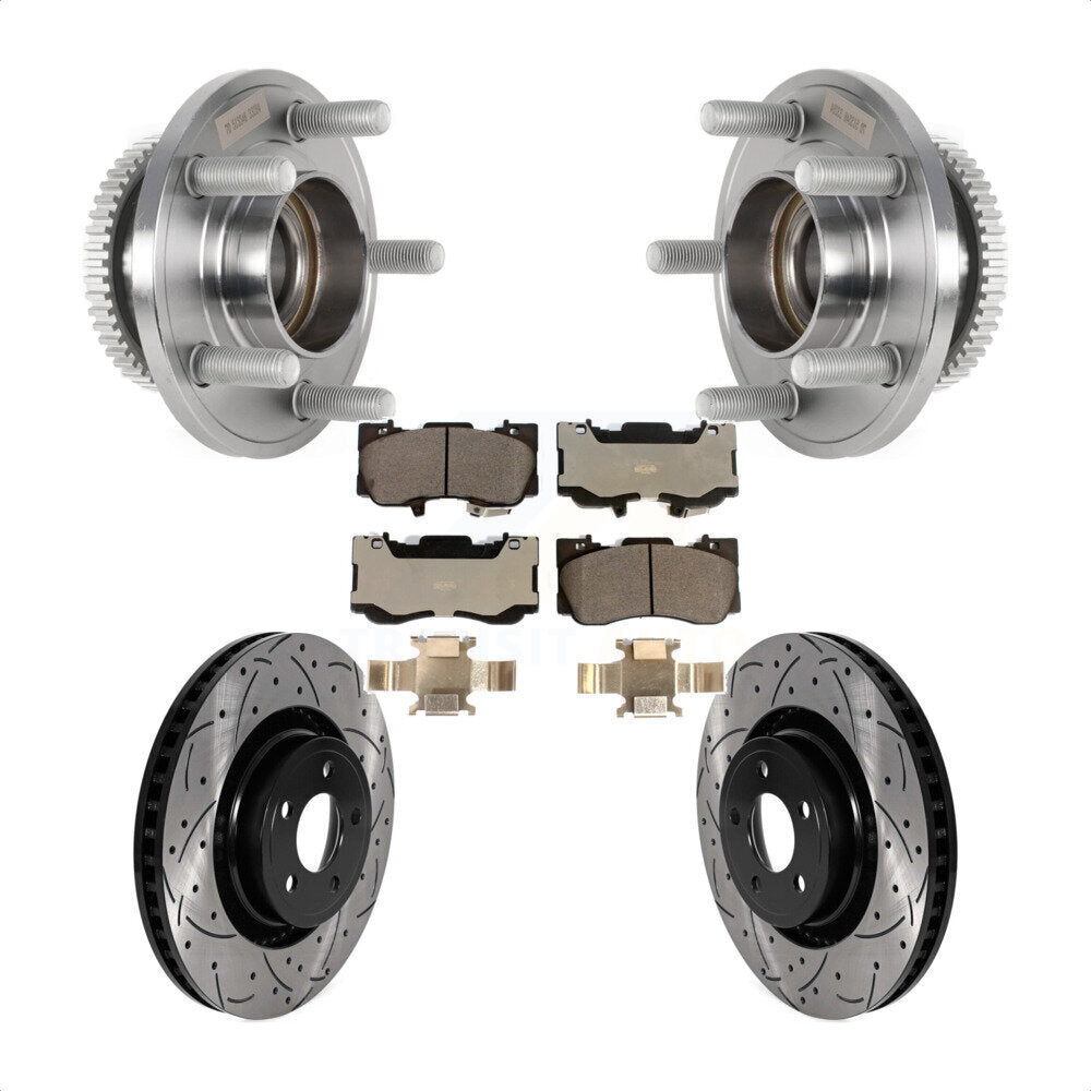 Kit de plaquettes de Rotor de frein, ensemble de roulements de moyeu avant, fente de perçage, pour Ford Mustang