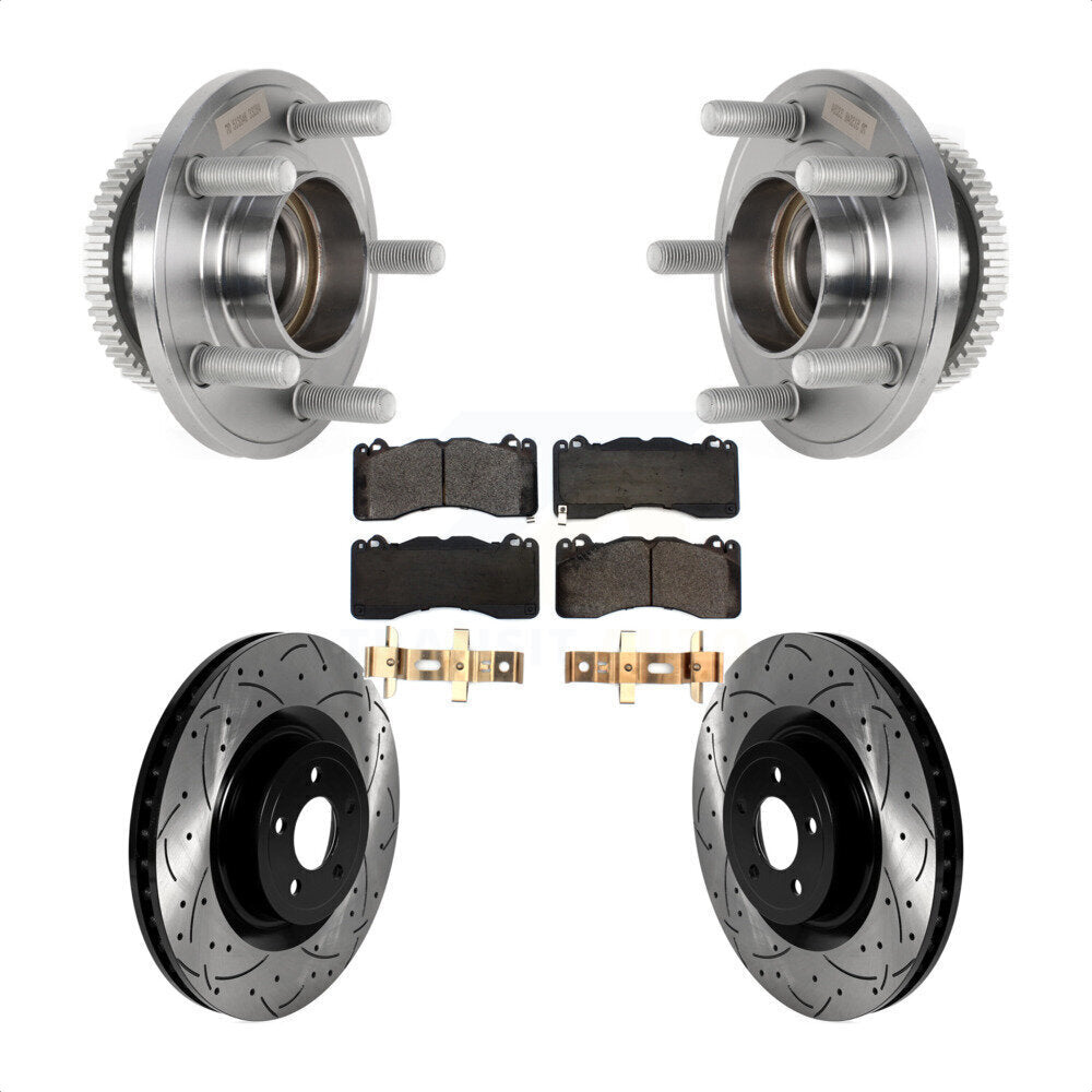Kit de plaquettes de Rotor de frein, ensemble de roulements de moyeu avant, fente de perçage, pour Ford Mustang