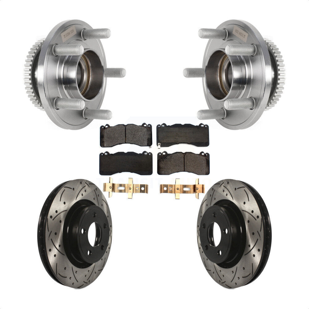 Kit de plaquettes de Rotor de frein, roulement de moyeu avant, fente de perçage revêtue, pour Ford Mustang V 2015