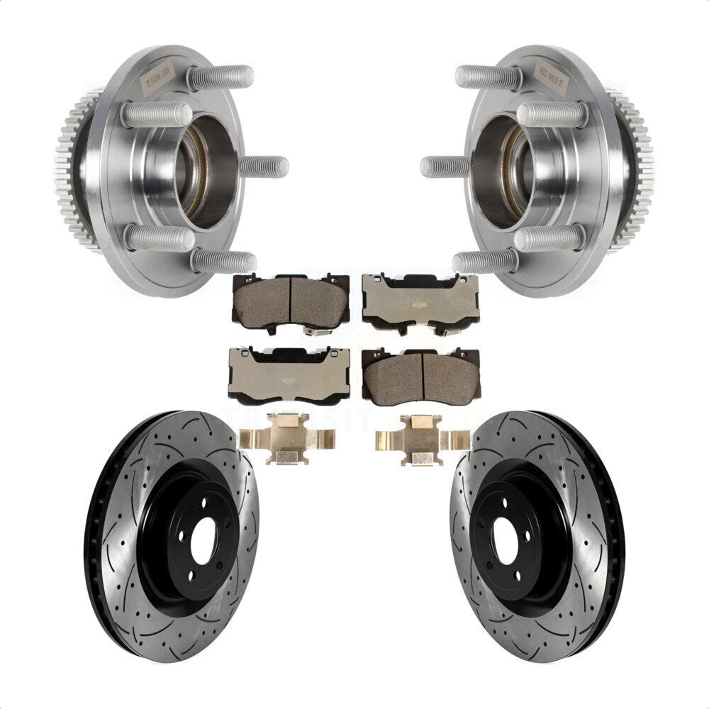 Kit de plaquettes de Rotor de frein, ensemble de roulements de moyeu avant, fente de perçage, pour Ford Mustang