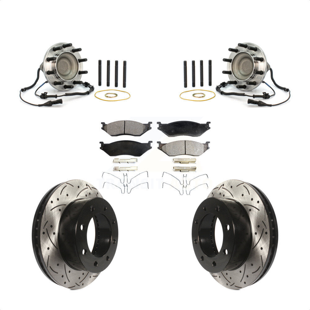 Kit de plaquettes de Rotor de frein, roulement de moyeu avant, fente de perçage, pour Ford F-450 Super Duty 4 X