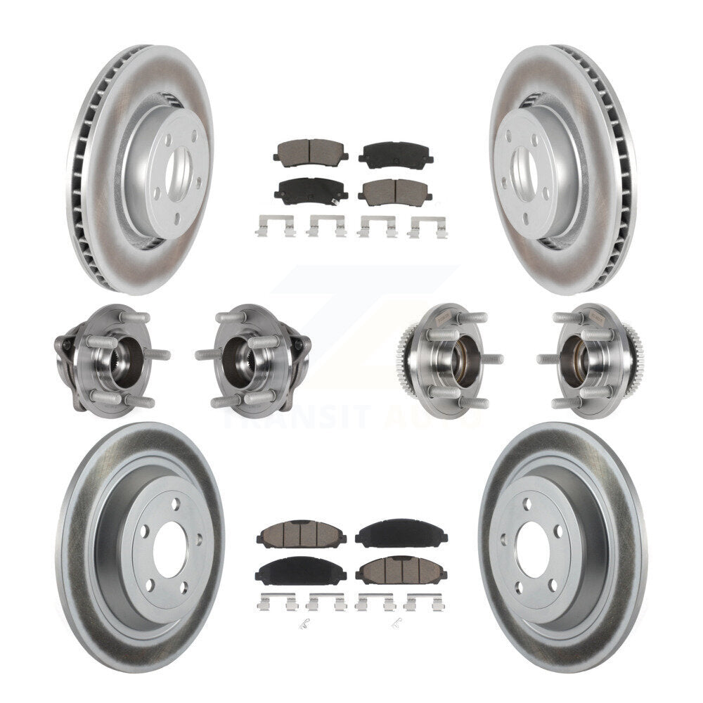 Kit de rotor et de plaquettes de frein à disque revêtus de roulement de moyeu avant et arrière (10 pièces) pour Ford Mustang