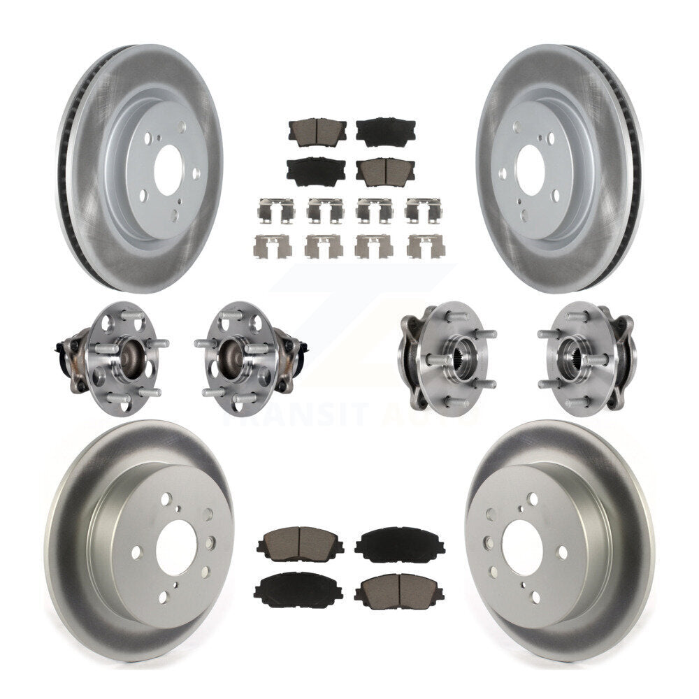 Kit de rotor et de plaquettes de frein à disque revêtus de roulement de moyeu avant et arrière (10 pièces) pour Toyota Camr