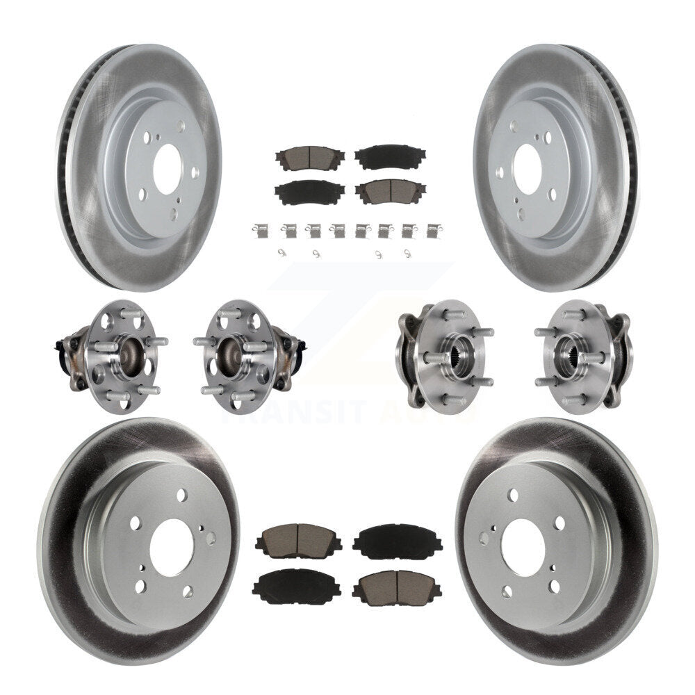 Kit de rotor et de plaquettes de frein à disque revêtus de roulement de moyeu avant et arrière (10 pièces) pour Toyota Camr