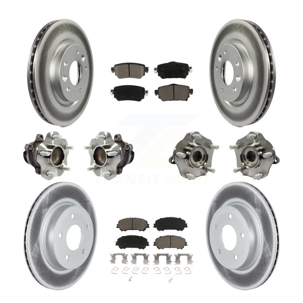 Kit de plaquettes de rotor de frein enduites de roulement de moyeu avant et arrière (10 pièces) pour Nissan Rogue Spor