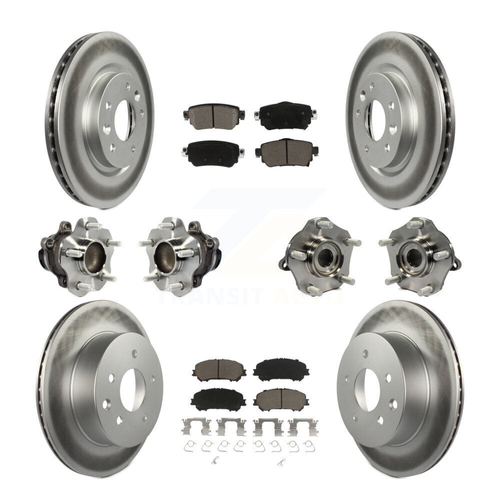 Kit de plaquettes de rotor de frein enduites de roulement de moyeu avant et arrière (10 pièces) pour Nissan Rogue Spor