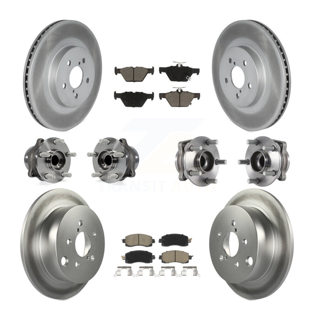 Kit de rotors et plaquettes de frein revêtus de roulement de moyeu avant et arrière (10 pièces) pour Subaru Crosstre