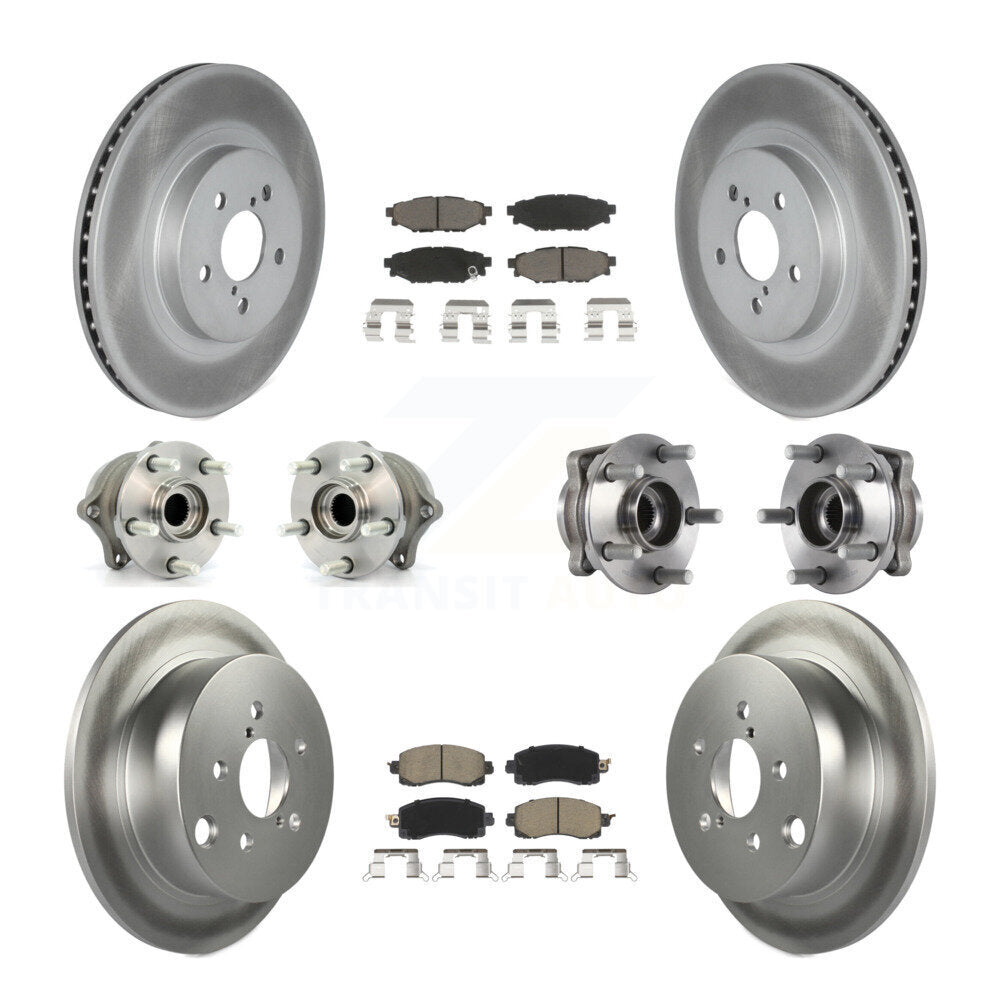Kit de rotors et plaquettes de frein revêtus de roulement de moyeu avant et arrière (10 pièces) pour Subaru Crosstre