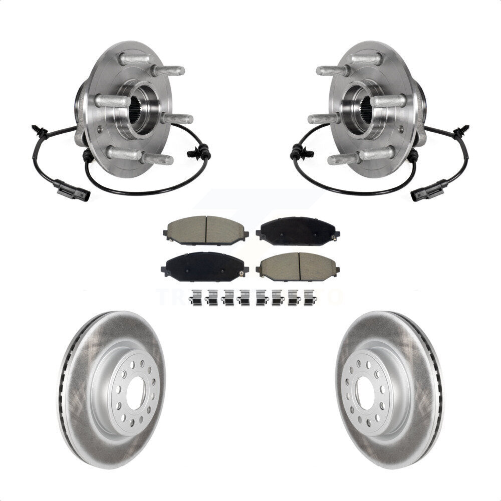 Kit de rotors et plaquettes de frein à disque enduits d'assemblage de roulement de moyeu avant pour Ram 1500
