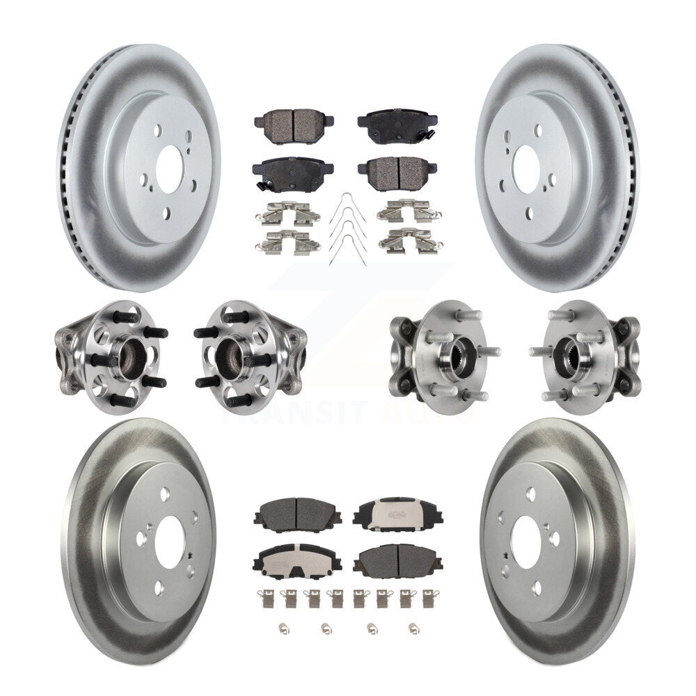 Kit de plaquettes de rotor de frein enduites de roulement de moyeu avant et arrière (10 pièces) pour Toyota Prius Prim