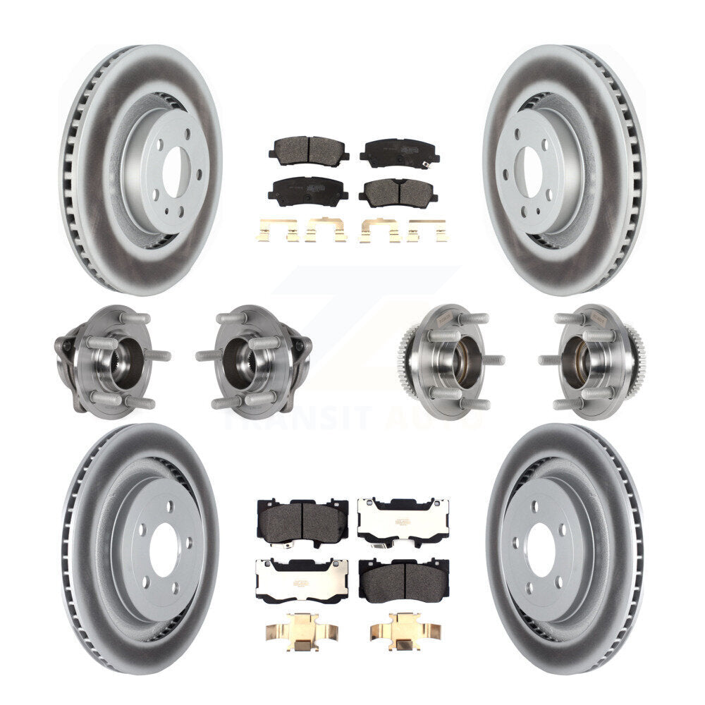 Kit de rotor et de plaquettes de frein à disque revêtus de roulement de moyeu avant et arrière (10 pièces) pour Ford Mustang