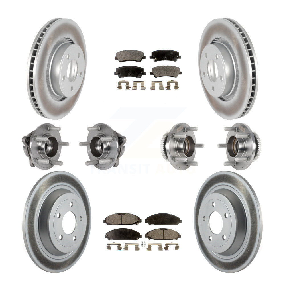 Kit de rotor et de plaquettes de frein à disque revêtus de roulement de moyeu avant et arrière (10 pièces) pour Ford Mustang