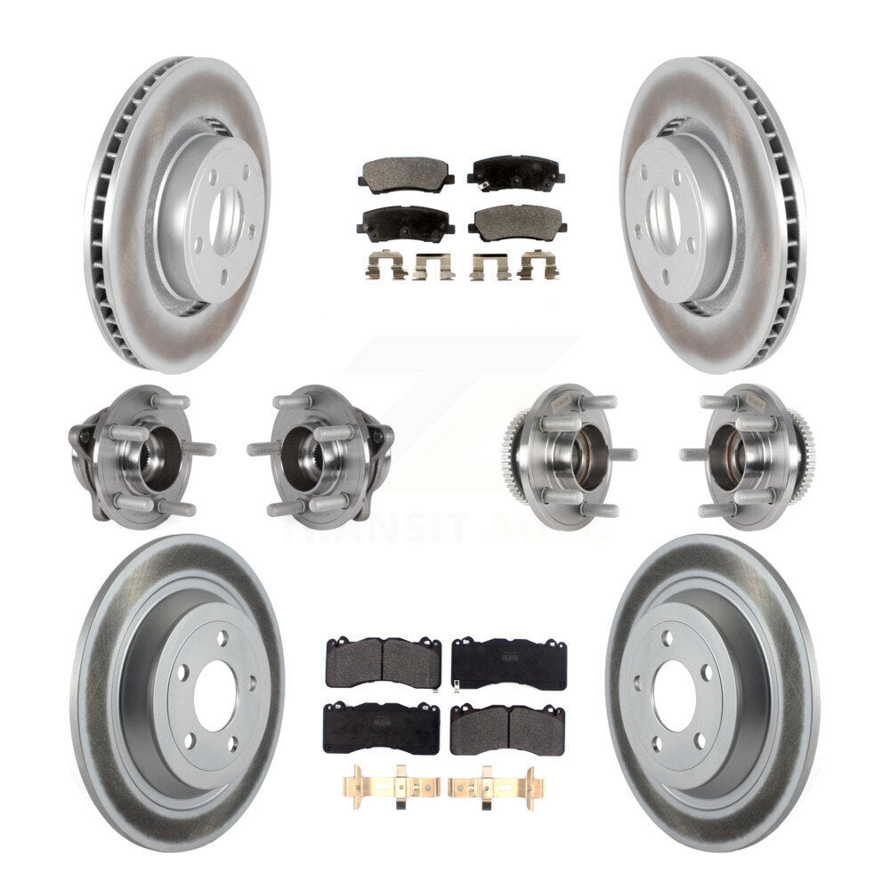 Kit de rotor et de plaquettes de frein à disque revêtus de roulement de moyeu avant et arrière (10 pièces) pour Ford Mustang