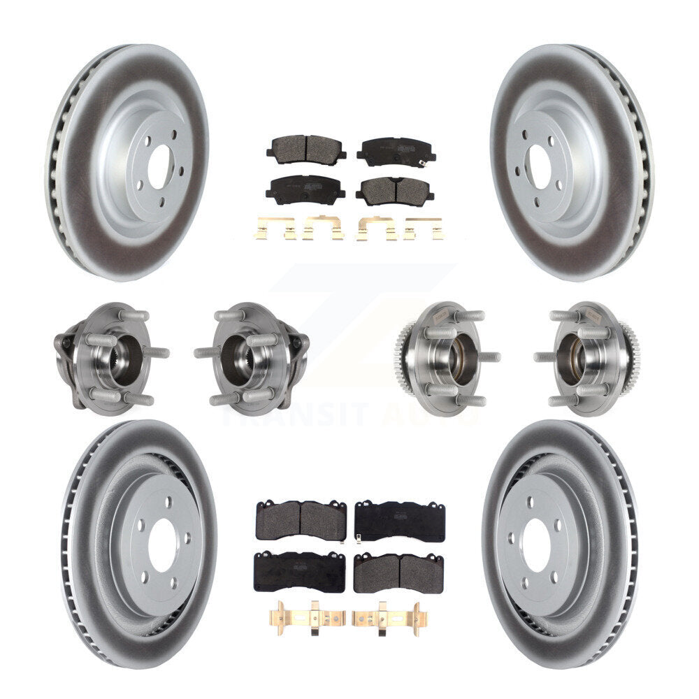 Kit de rotor et de plaquettes de frein à disque revêtus de roulement de moyeu avant et arrière (10 pièces) pour Ford Mustang